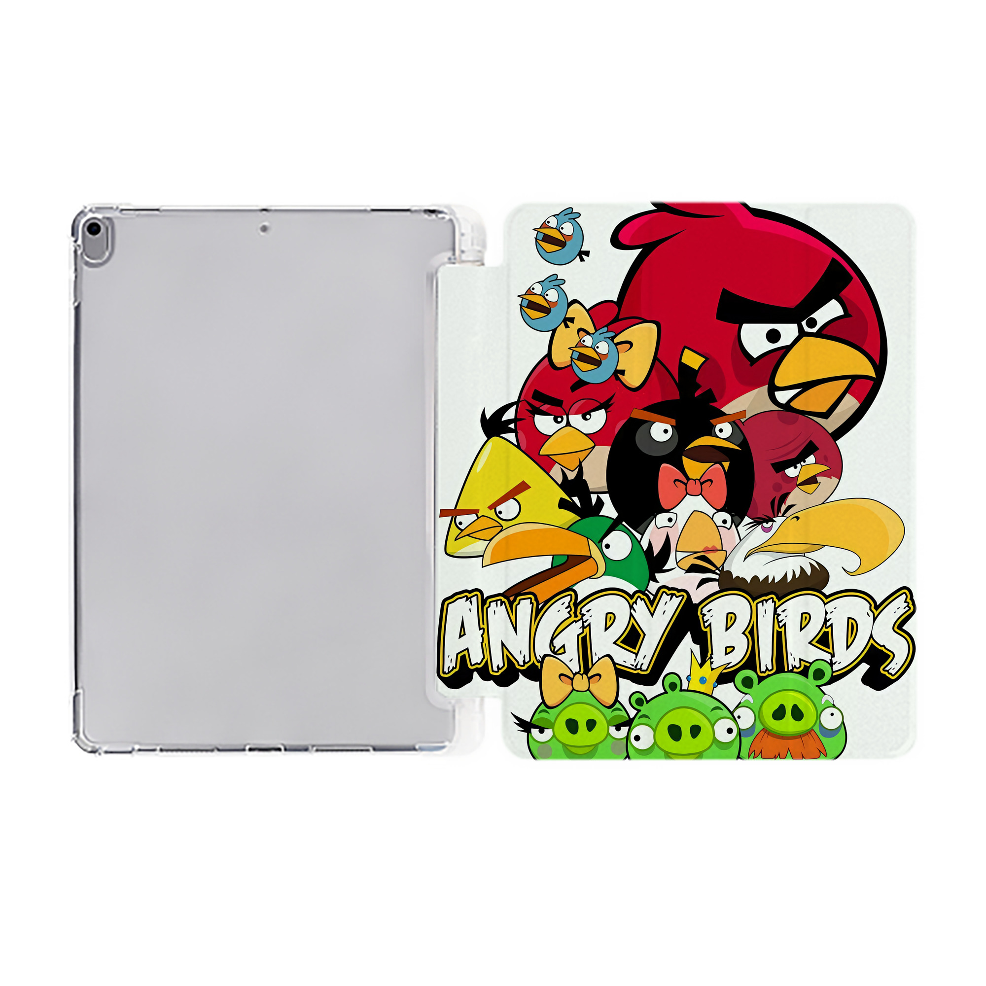 （画像用） Angry Birds アングリーバード IPad ケース ペン収納付き 三つ折りスタンド PUレザー×シリコン 対応機種9.5/10.5/10.9インチ